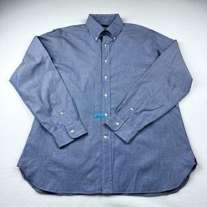 RALPH LAUREN Button Down Dress Shirt Mens Size 40-41 16 Light Blue 100% Cotton